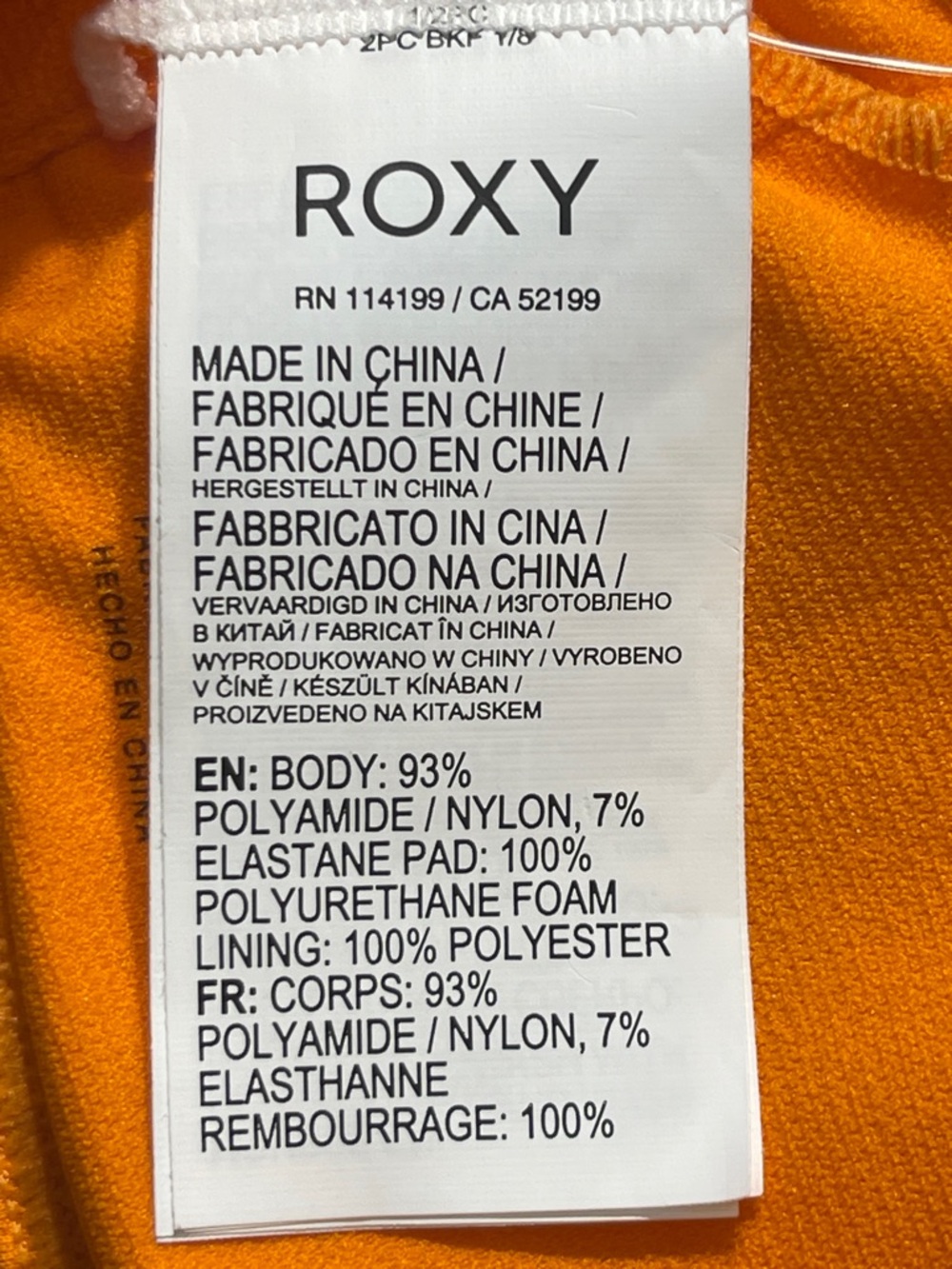 Roxy New With Tags Orange Textured Halter Bikini Top Size Small - Picture 4 of 5